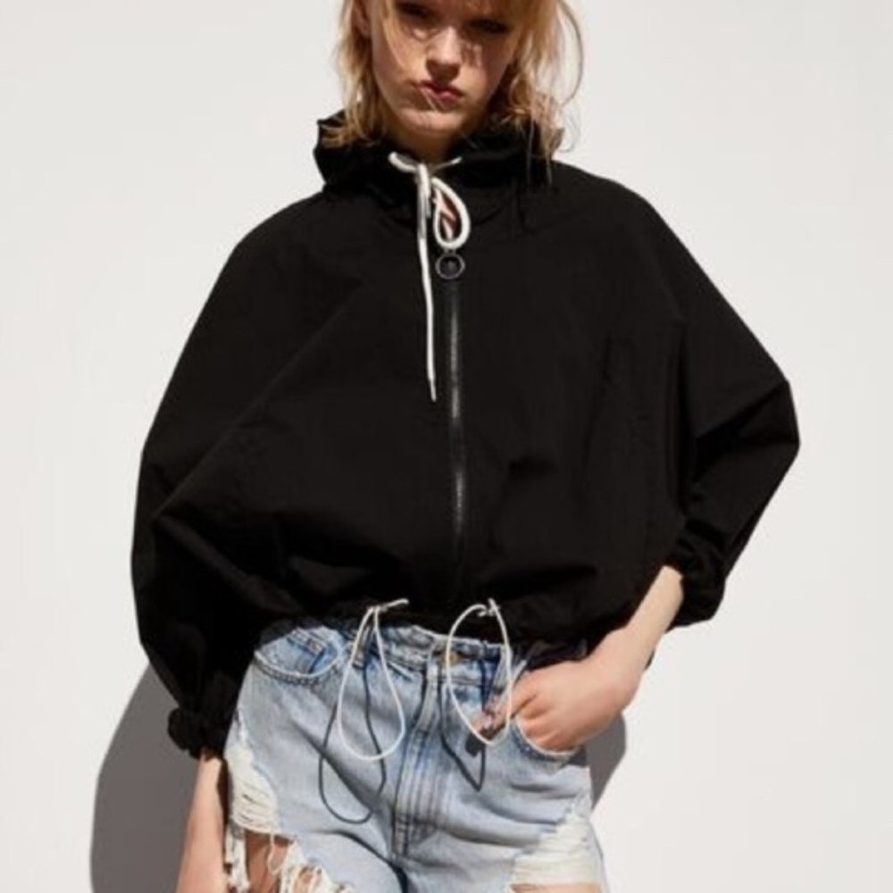 NWOT Zara Star Wars Windbreaker Rain Jacket in Black Size S-M - Picture 2 of 7